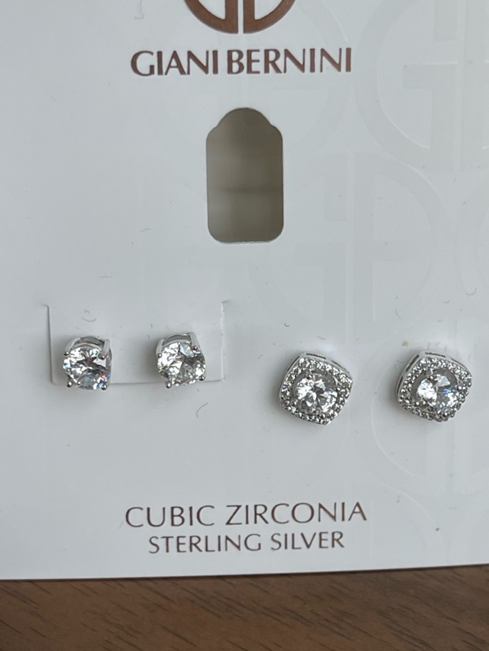 NWT Giani Bernini Sterling Silver Cubic Zirconia Double Stud Earring Set